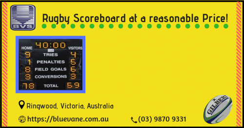 Buy now from the most famous and large business which contain a large collection of Rugby Scoreboard products and also provides installation service. These Scoreboards are sourced with ultra-bright green LED digits suitable for viewing in direct sunlight. They are designed for permanent outdoor installation or can be portable in all environments. For any inquiries call on us (03) 9870 9331. To see more visit:https://bluevane.com.au/rugby-full-scores/