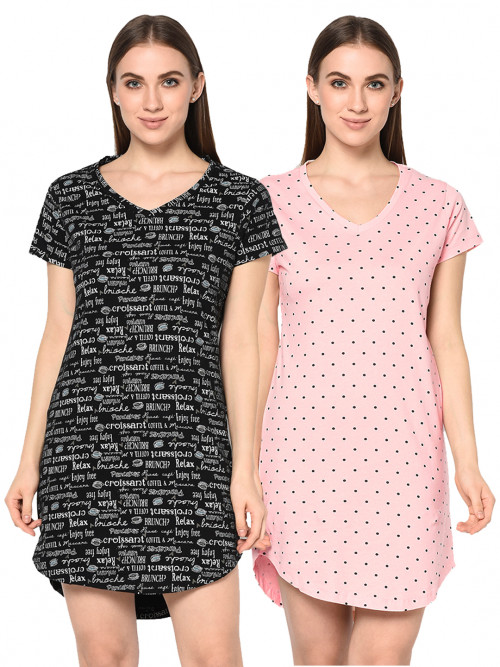 STND NIGHTDRESS PINKBLACKAOP WHITE