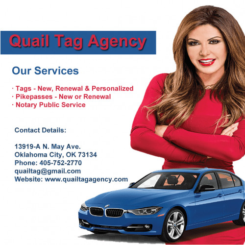 The leading tag Agency Oklahoma City, we help in providing customized services as per the guidelines. and great thing about our tagging service is that you will not only get the quickest service but also get the cheapest service too because we  want to be affordable to our clients. https://www.quailtagagency.com/