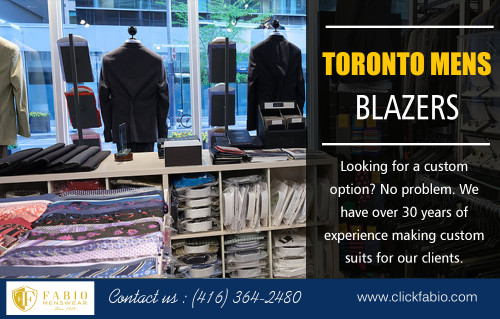 Buy Custom Made Suits in Toronto for your next special occasion at https://www.clickfabio.com/ 

Visit : 

https://www.clickfabio.com/menswear-toronto 
https://www.clickfabio.com/custome-tailoring 

Find Us : https://goo.gl/maps/Qc27UruUezG2 

If you are looking for clothing to wear to work, you may be interested in finding apparel for women that is for business wear. You can find dresses, suits and other things that are ideal for this purpose. When summertime comes around, you may be looking for fashionable items that are more suitable for the warm, summer months. You may also be looking for specific colors or styles. Buy Custom Made Suits in Toronto for various collections according to the new trend. 
  

Deals In : 

Mens Suits Toronto 
Suit Shop Toronto 
Menswear Toronto 
Toronto Mens Blazers 
Tailored Suits Toronto 
Toronto Custom Dress Shirts 

Phone : (416) 364-2480 
E-mail : info@fabio.ca 

Social Links : 

https://www.facebook.com/FabioEuropeanMenswear 
https://plus.google.com/102313884771792783849 
https://www.youtube.com/channel/UCBk3idSD7cHeqrYAHZwWbyg 
https://www.pinterest.ca/torontomenssuits/ 
https://twitter.com/MenswearToronto 
https://www.instagram.com/torontomenssuits/