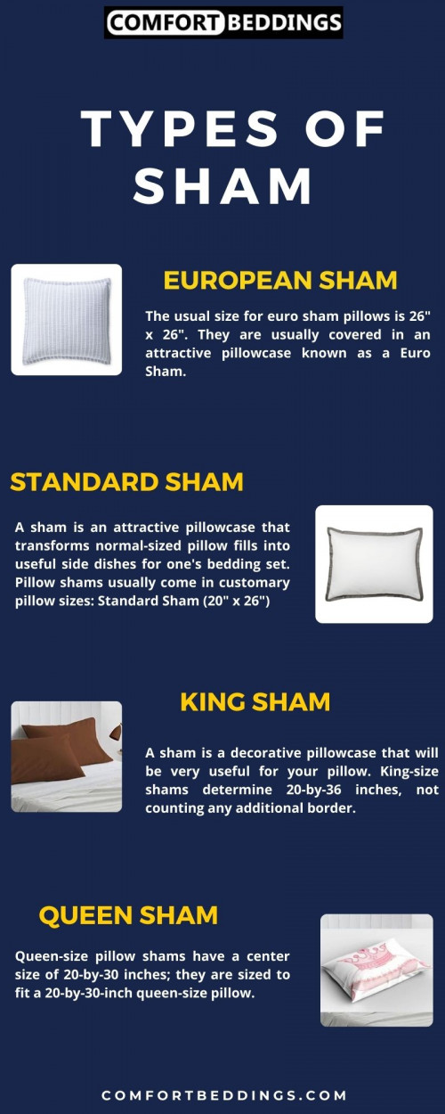 View this infographic & know about the perfect size of a sham. Do you know What is a Sham? Buying a sham is a wise investment of time that you make to make your bed more decorative, more beautiful. Sham is useful for your bedding collection, makes your bedroom a luxurious look & gives your restful goodnight sleep. Visit now: https://comfortbeddings.com/blogs/news/what-is-a-euro-shams