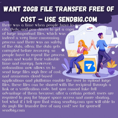 There was a time when people have to use CDs, DVDs, and pen drives to get a copy of large important files. Which was indeed a very time-consuming process and there was no safety of the data. Often, the data gets corrupted before recovery, so people have to repeat the process again and waste their valuable time and energy. However, automation now allows us to send large files 10GB free of cost, and numerous cloud-based applications and platforms enable the user to upload large files.....