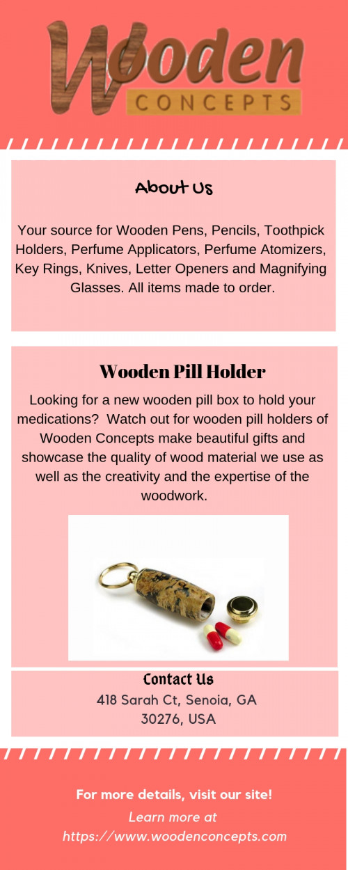 Watch out for wooden pill holders of Wooden Concepts make beautiful gifts and showcase the quality of wood material we use as well as the creativity and the expertise of the woodwork.  For more visit : https://www.woodenconcepts.com/product/pill-holder/