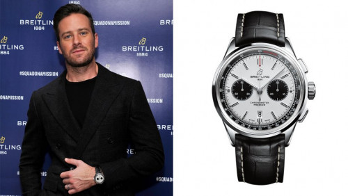 Some celebrity faces of watch brands are so painfully miscast, they don't even know or care that much about watches Armie Hammer falls into a different category as a new face of Swiss timepiece maker Breitling "My first nice watch was a Breitling Navitimer," said the actor, sitting down inside the new Breitling store at Westfield Century City on the evening of Nov.