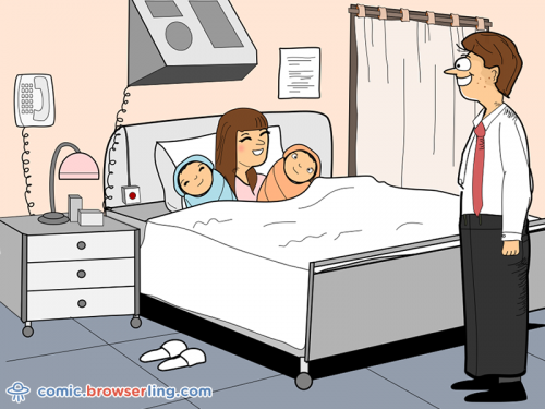 A SEO couple had twins. For the first time they were happy with duplicate content.

For more coder comics visit comic.browserling.com. New programmer comics every week!