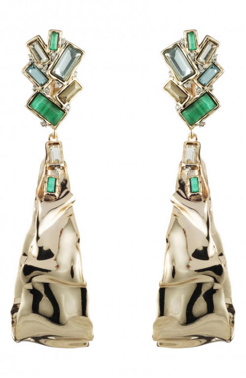 Free shipping and returns on Alexis Bittar Retro Gold Collection Crumpled Drop Clip Earrings at Nordstrom.com Crowned with colorful stone clusters.