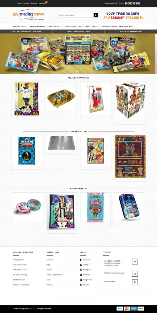 You will find all the latest Match Attax, Pokemon, Yu Gi Oh, Trading Cards, Panini Football Trading Cards, Soccer card, Kids trading cards and merchandise and single cards and more at My Trading Cards.

Visit here:- https://www.mytradingcards.co.uk/