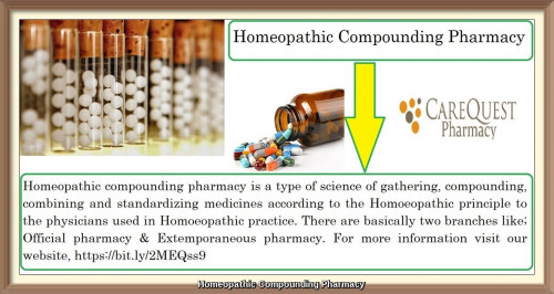 Homeopathic compounding pharmacy is a type of science of gathering, compounding, combining and standardizing medicines according to the Homoeopathic principle to the physicians used in Homoeopathic practice. There are basically two branches like; Official pharmacy & Extemporaneous pharmacy. For more information visit our website, https://bit.ly/2MEQss9