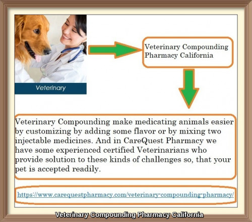 Veterinary Compounding make medicating animals easier by customizing by adding some flavor or by mixing two injectable medicines. For more information visit our website, https://www.carequestpharmacy.com/veterinary-compounding-pharmacy/