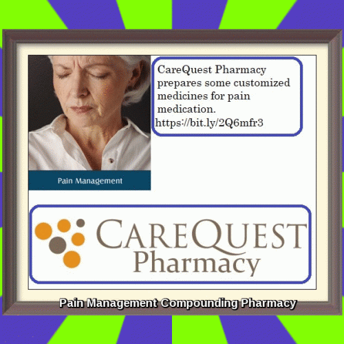 CareQuest Pharmacy prepares some customized medicines for pain medication. Our pharmacists work with both patient and practitioner to solve problems by customizing such medicines that relief the pain of a patient.
https://bit.ly/2Q6mfr3