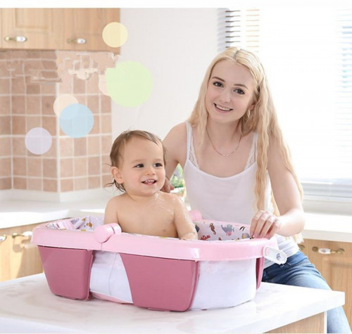 more comfortable baby's fold away inflatable baby bath Pink 2