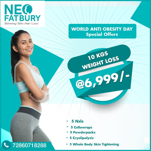 You might imagine losing weight is all about working out more and eating less. If so, your belief doesn’t provide a clear picture. Weight loss isn’t as simple as watching your diet and jogging every morning.'#Neofatbury' the best #slimming #clinic in town now provides you the excelled weightloss offers on 10 kg #weight #loss @6999 on the occasion of "#WorldAntiObesityday"

Visit More Info:

http://neofatbury.com/