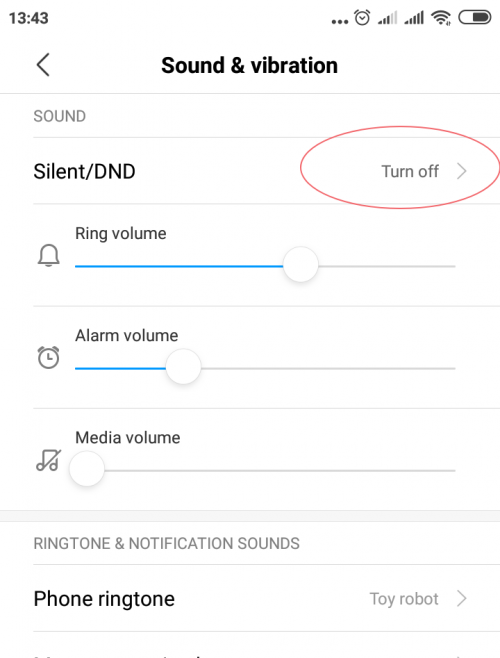 silent/DND
android setting